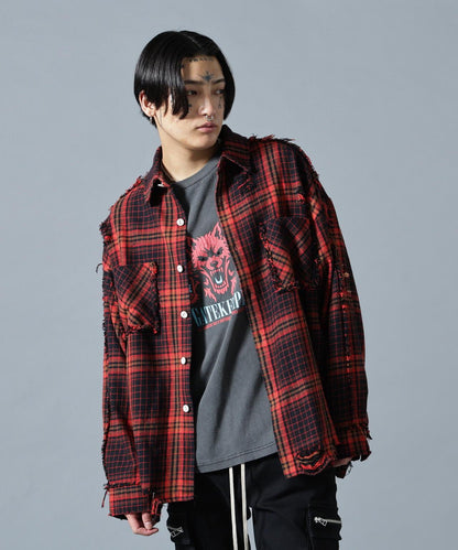 【&DEPOT限定】DankeSchon/FLANNEL DAMAGE SHIRTS