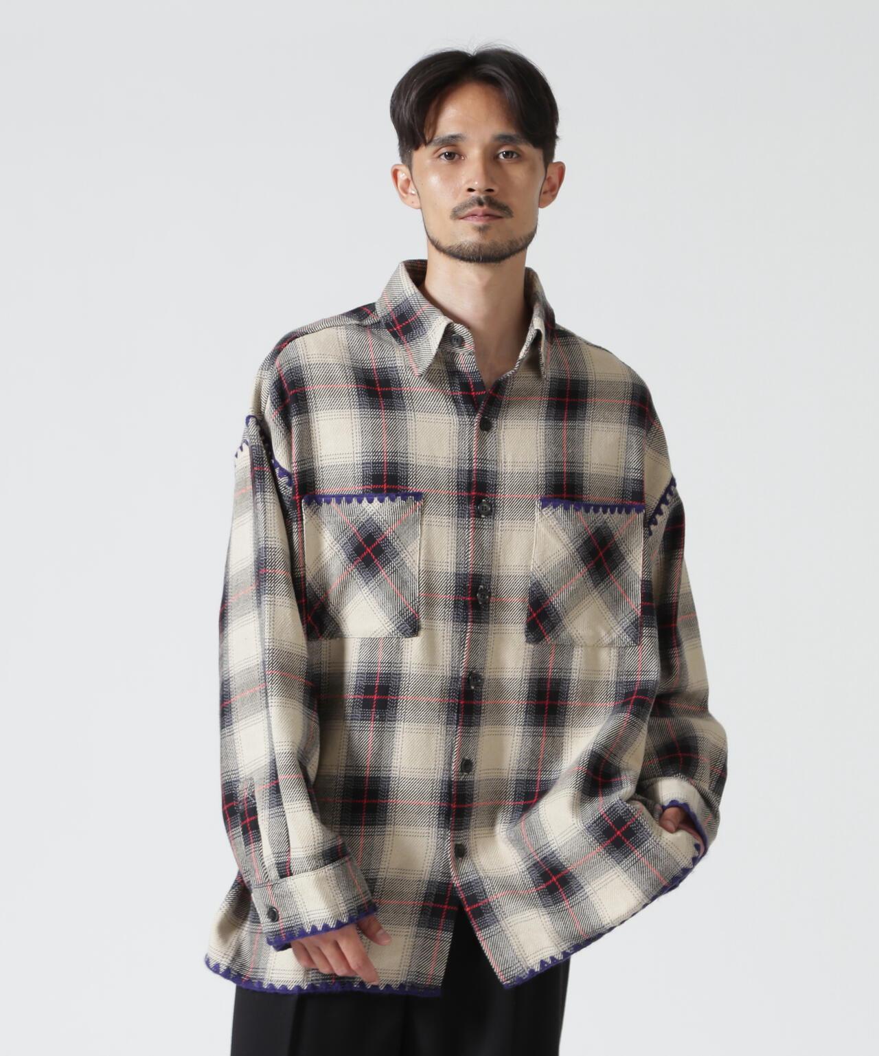 B omnivore/ビーオムニボー HAND STITCH FLANNEL 手工縫線法蘭絨襯衫
