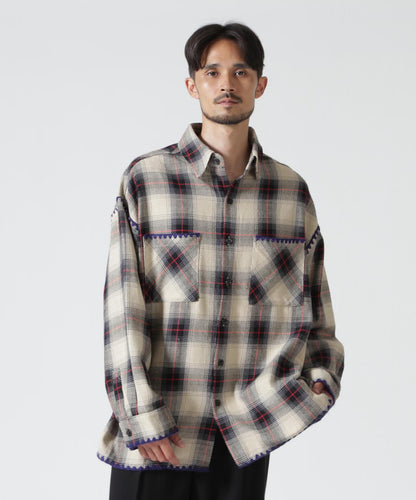 B omnivore/ビーオムニボー HAND STITCH FLANNEL 手工縫線法蘭絨襯衫