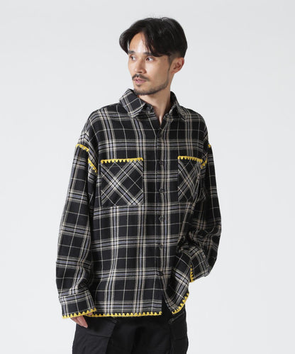 B omnivore/ビーオムニボー HAND STITCH FLANNEL 手工縫線法蘭絨襯衫