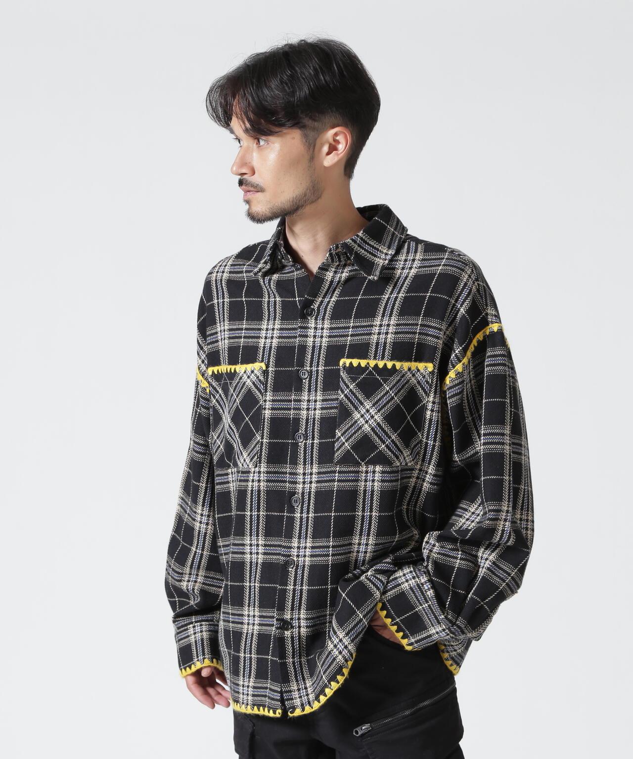 B omnivore/ビーオムニボー HAND STITCH FLANNEL 手工縫線法蘭絨襯衫