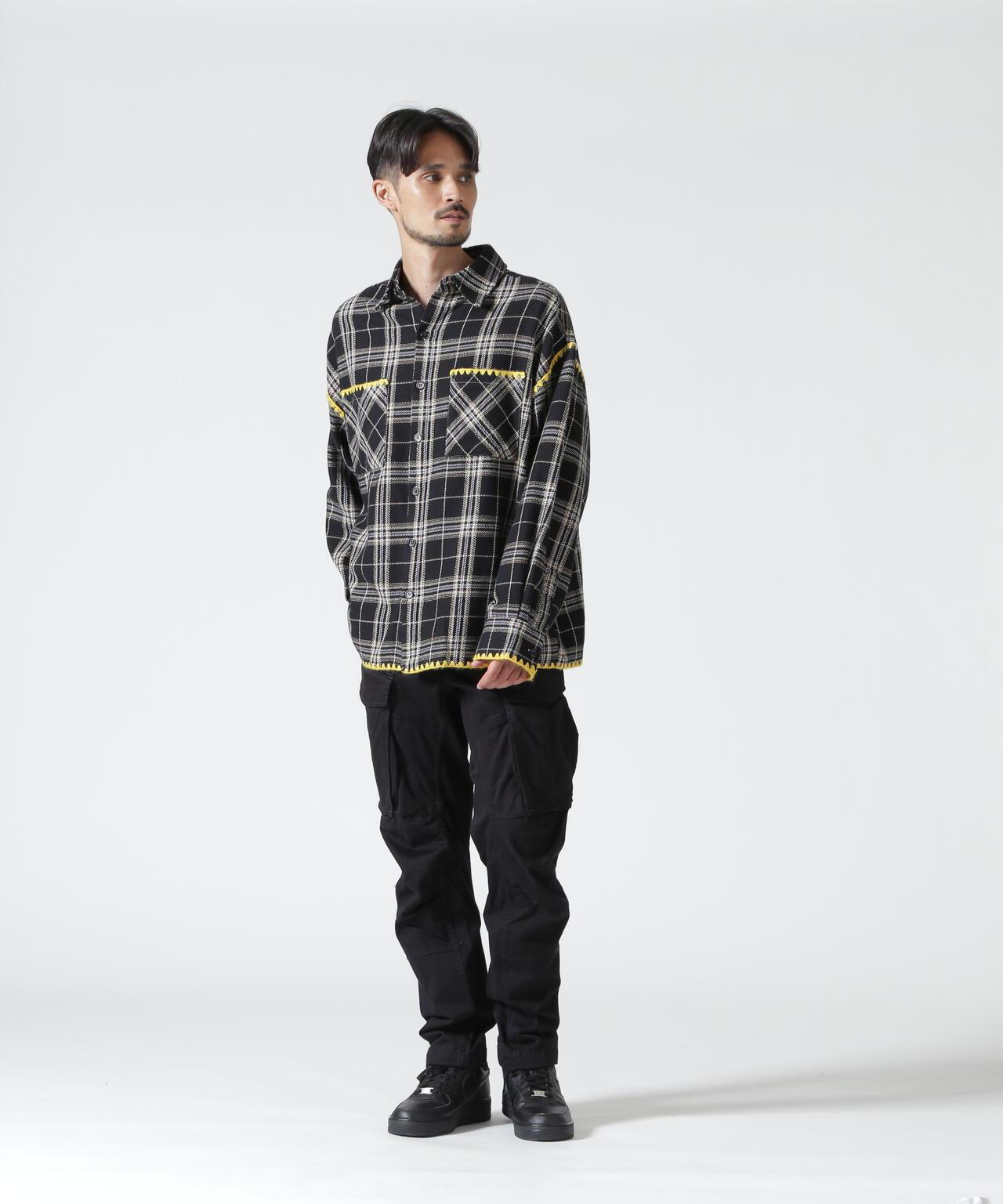 B omnivore/ビーオムニボー HAND STITCH FLANNEL 手工縫線法蘭絨襯衫