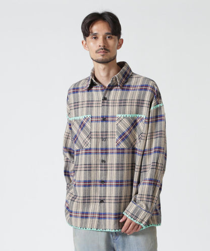 B omnivore/ビーオムニボー HAND STITCH FLANNEL 手工縫線法蘭絨襯衫