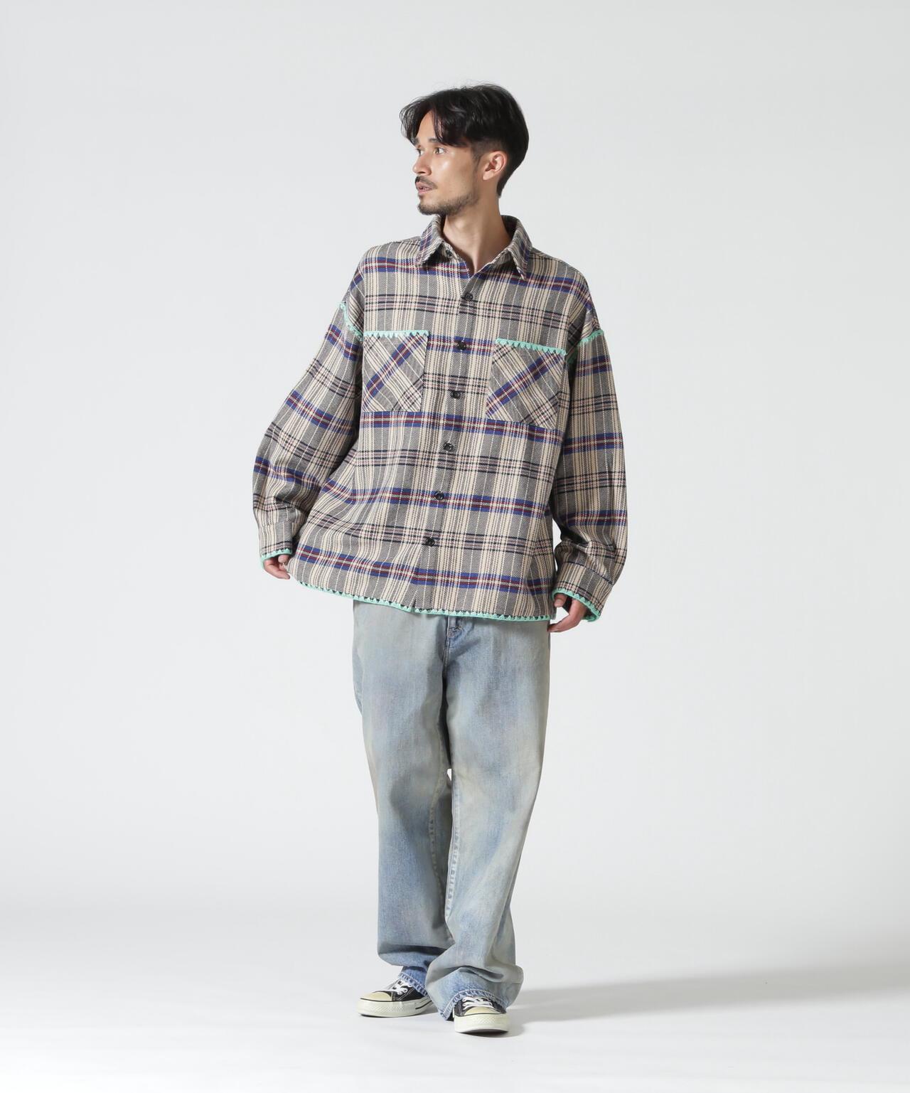 B omnivore/ビーオムニボー HAND STITCH FLANNEL 手工縫線法蘭絨襯衫