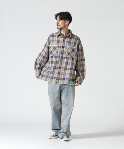 B omnivore/ビーオムニボー HAND STITCH FLANNEL 手工縫線法蘭絨襯衫