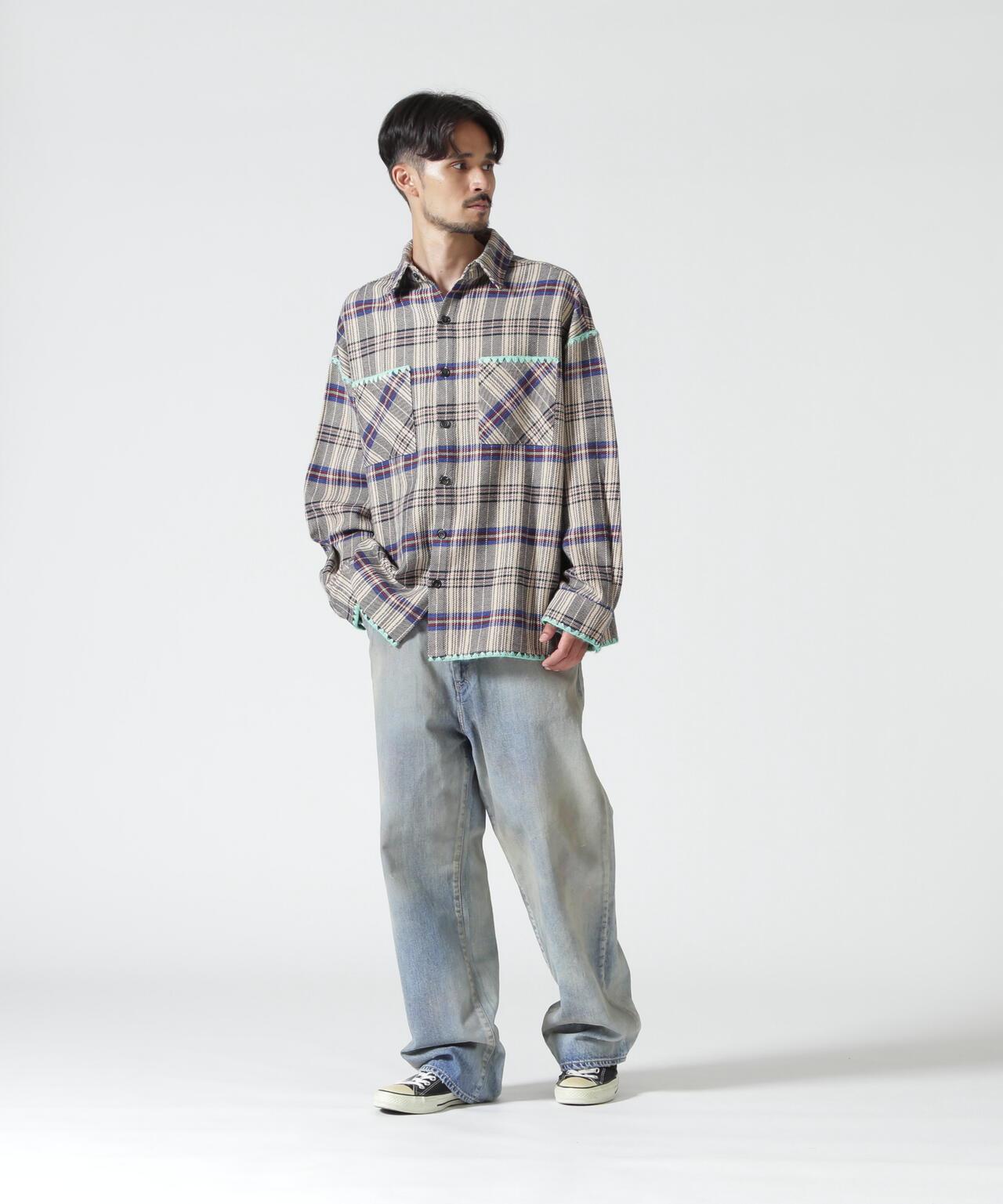 B omnivore/ビーオムニボー HAND STITCH FLANNEL 手工縫線法蘭絨襯衫