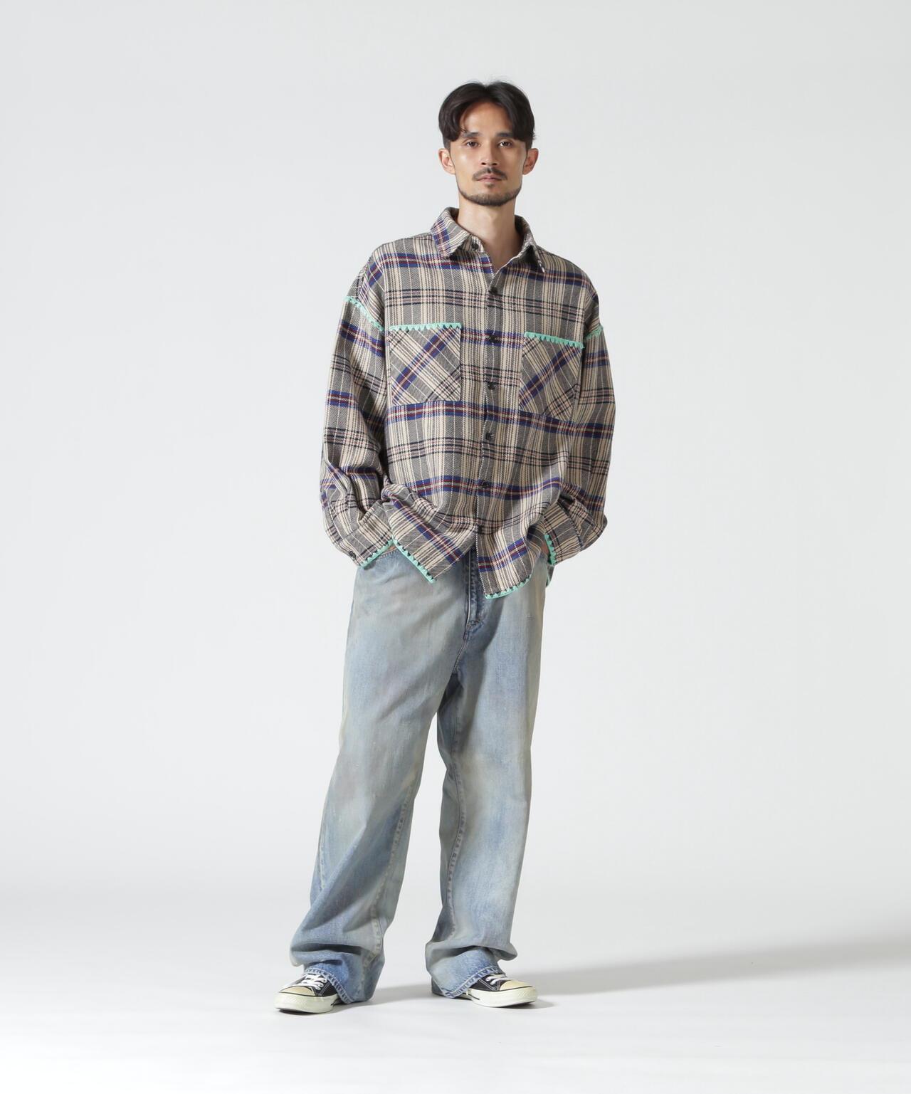 B omnivore/ビーオムニボー HAND STITCH FLANNEL 手工縫線法蘭絨襯衫