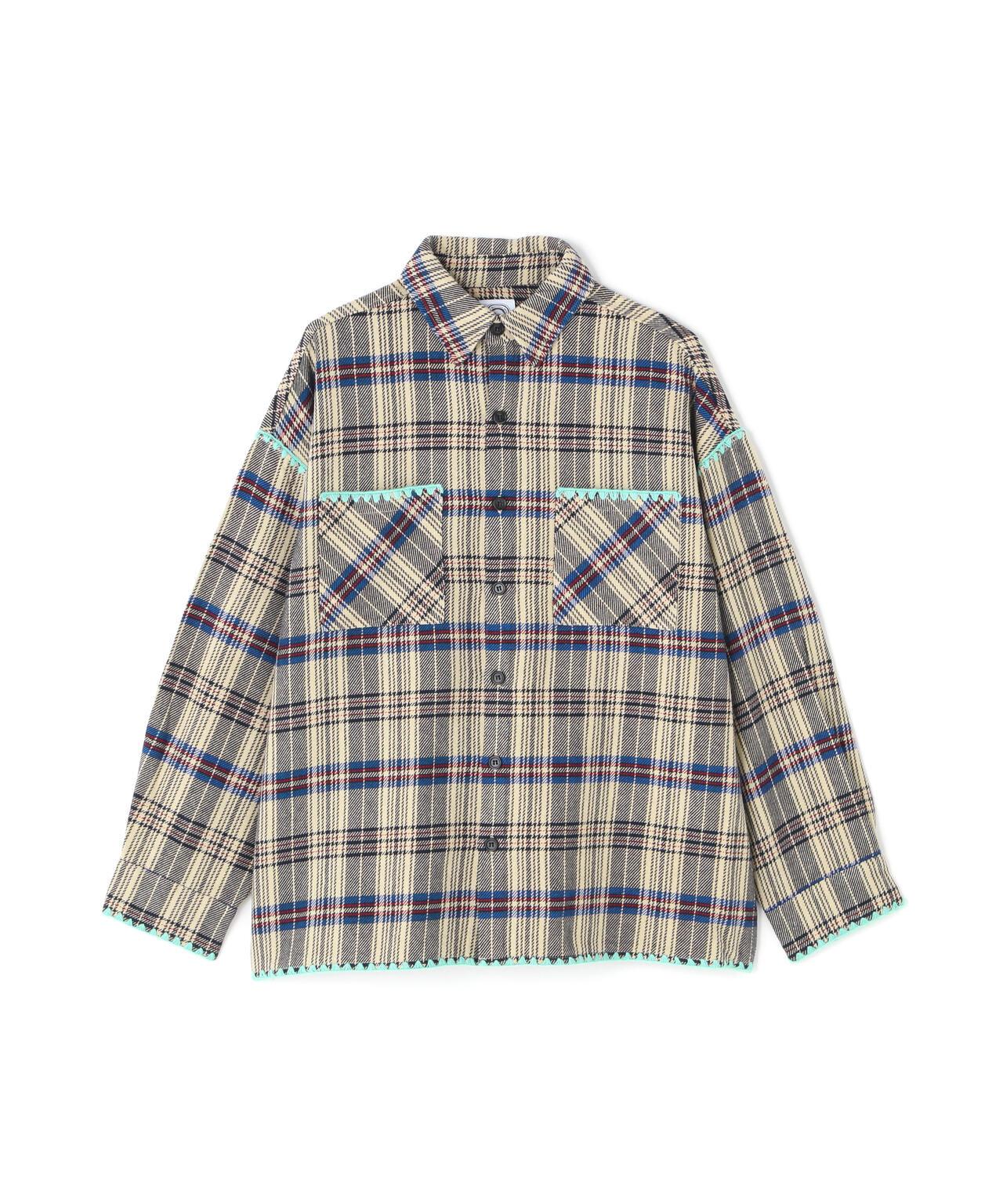 B omnivore/ビーオムニボー HAND STITCH FLANNEL 手工縫線法蘭絨襯衫