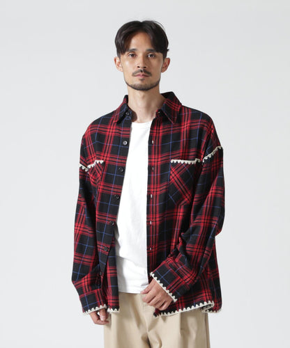 B omnivore/ビーオムニボー HAND STITCH FLANNEL 手工縫線法蘭絨襯衫