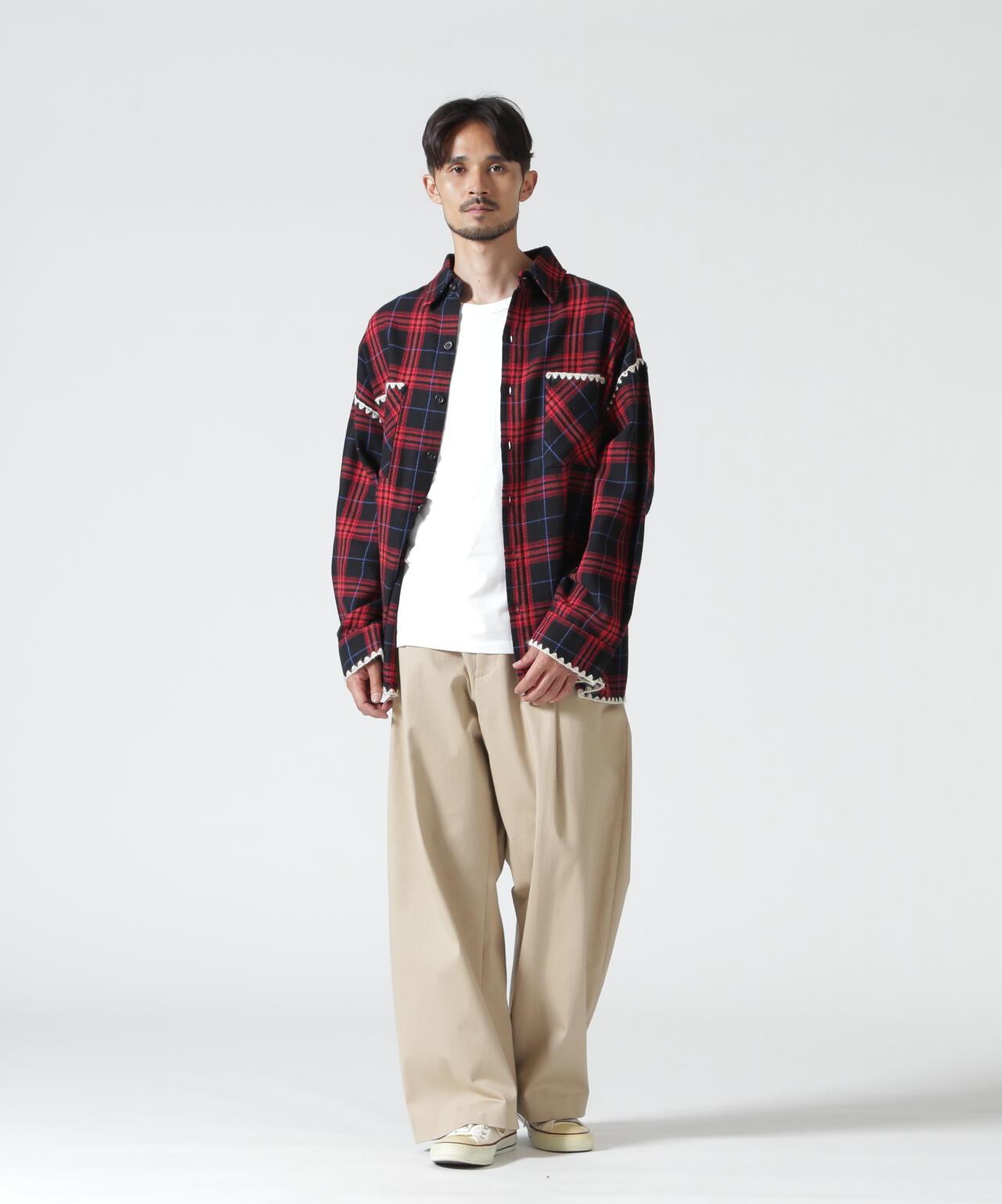 B omnivore/ビーオムニボー HAND STITCH FLANNEL 手工縫線法蘭絨襯衫