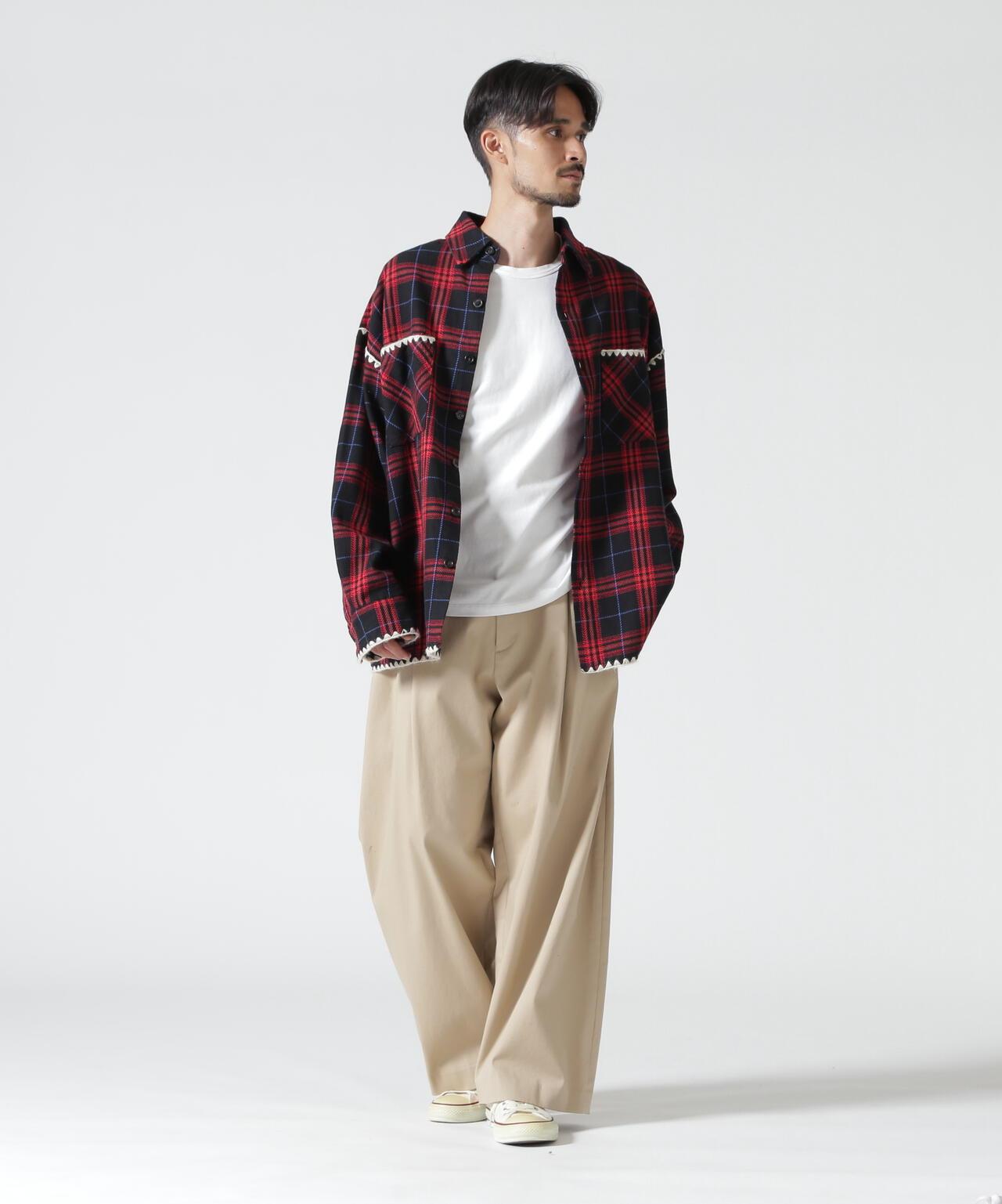 B omnivore/ビーオムニボー HAND STITCH FLANNEL 手工縫線法蘭絨襯衫