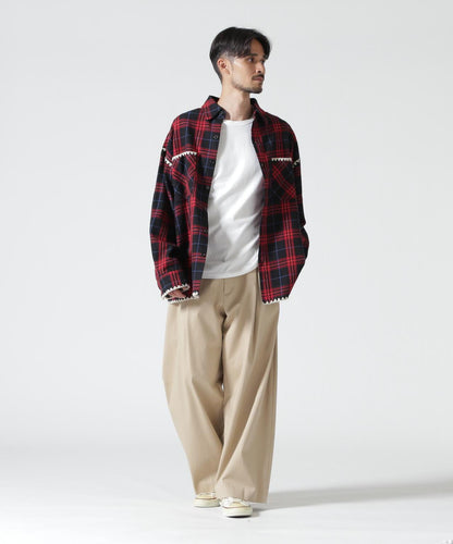 B omnivore/ビーオムニボー HAND STITCH FLANNEL 手工縫線法蘭絨襯衫