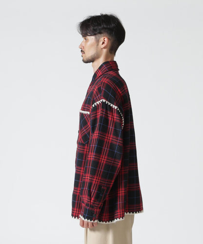 B omnivore/ビーオムニボー HAND STITCH FLANNEL 手工縫線法蘭絨襯衫