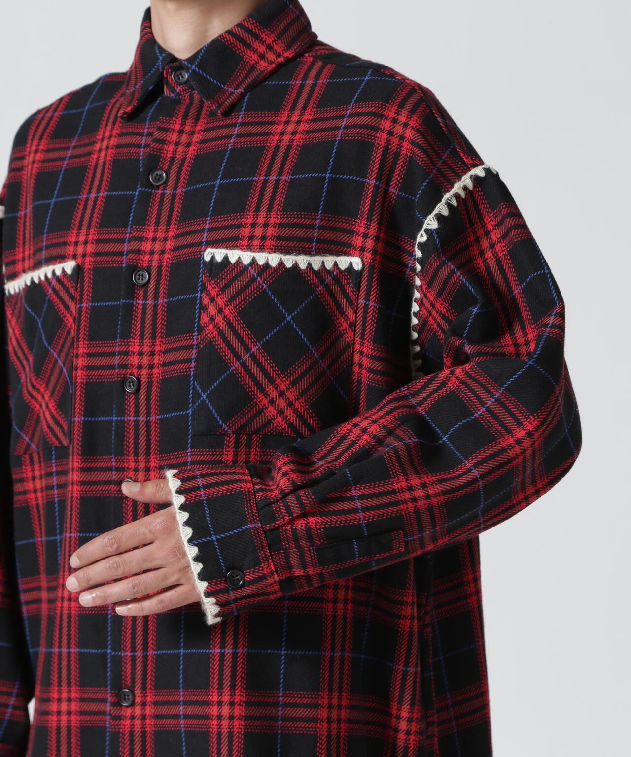 B omnivore/ビーオムニボー HAND STITCH FLANNEL 手工縫線法蘭絨襯衫