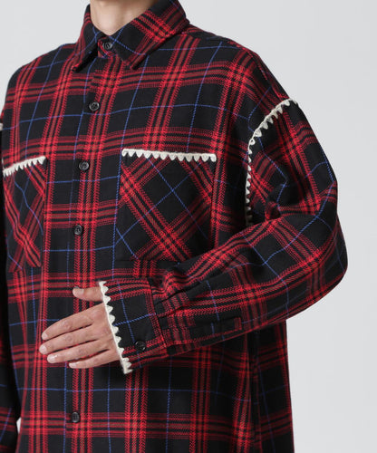 B omnivore/ビーオムニボー HAND STITCH FLANNEL 手工縫線法蘭絨襯衫