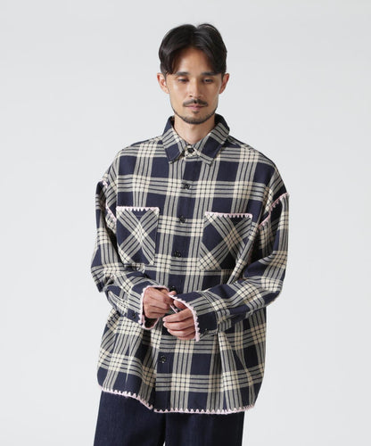 B omnivore/ビーオムニボー HAND STITCH FLANNEL 手工縫線法蘭絨襯衫