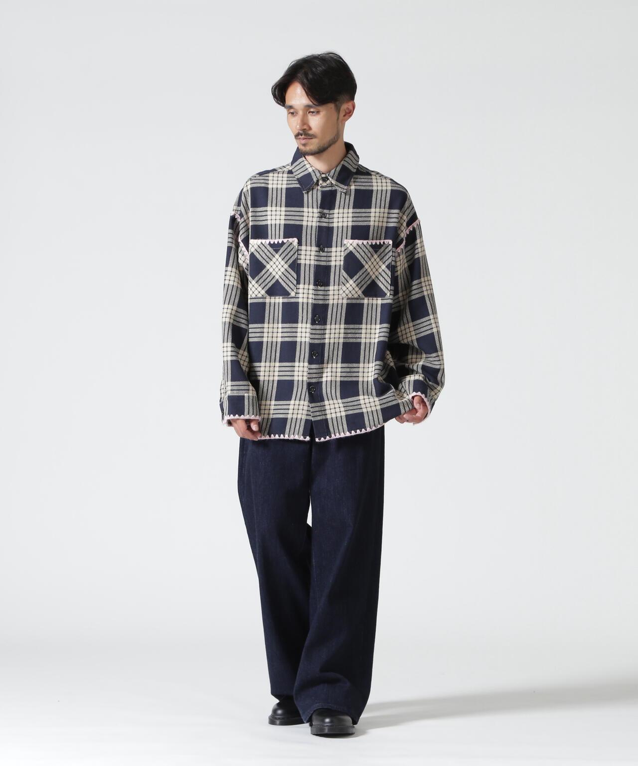 B omnivore/ビーオムニボー HAND STITCH FLANNEL 手工縫線法蘭絨襯衫