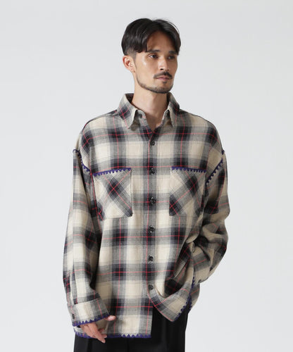 B omnivore/ビーオムニボー HAND STITCH FLANNEL 手工縫線法蘭絨襯衫