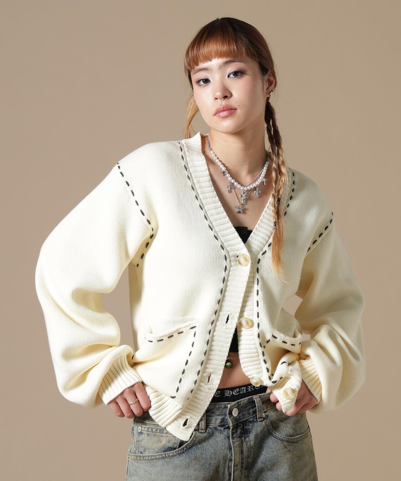 DankeSchon WOMEN STITCH KNIT CARDIGAN