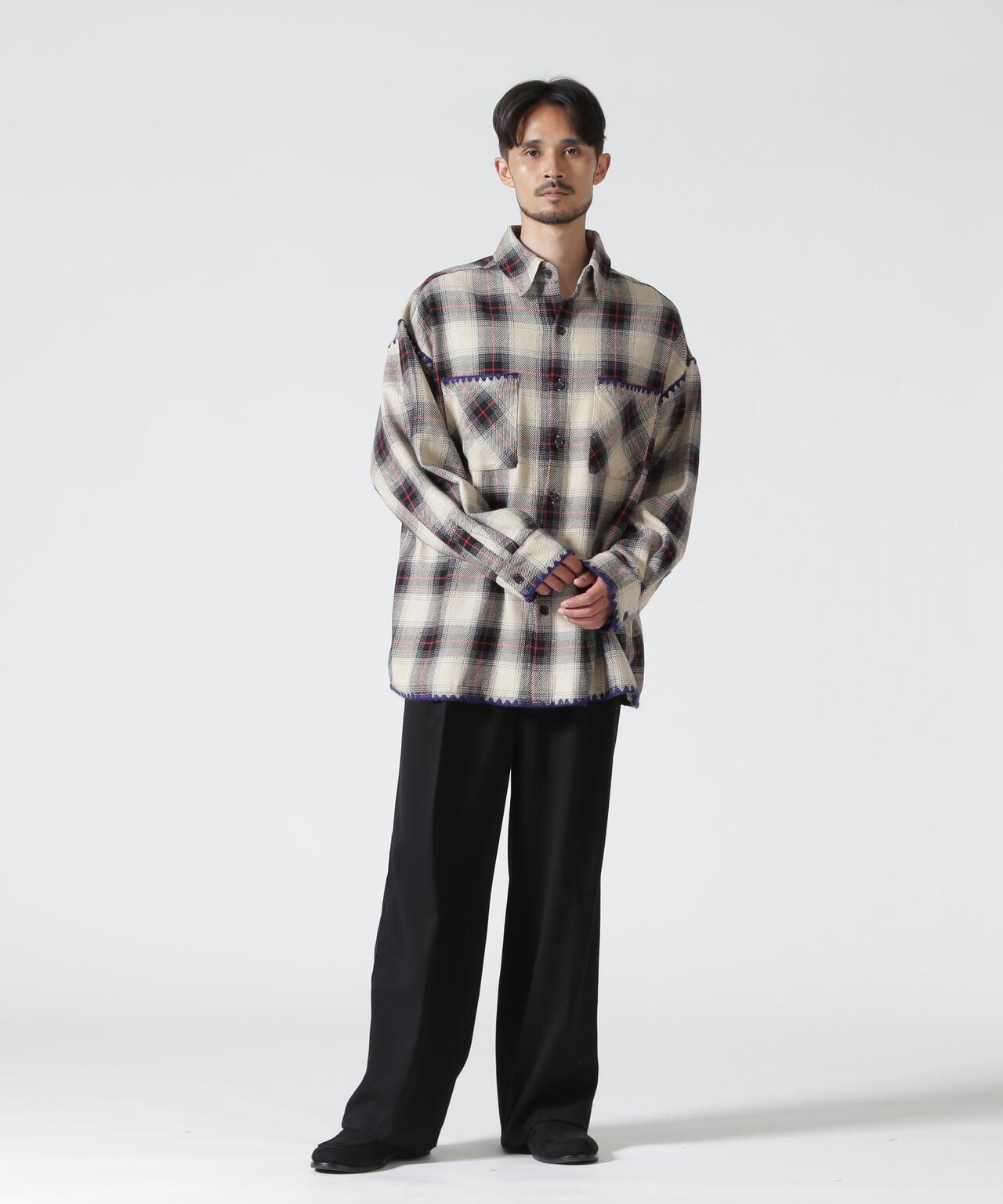 B omnivore/ビーオムニボー HAND STITCH FLANNEL 手工縫線法蘭絨襯衫
