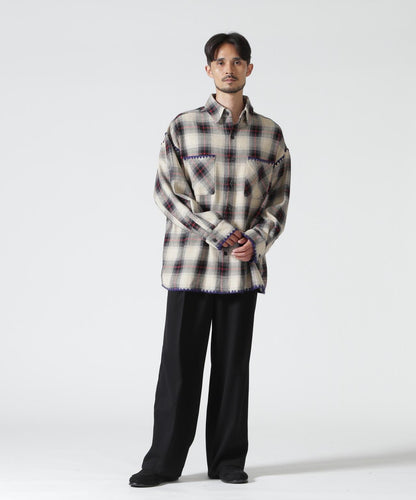 B omnivore/ビーオムニボー HAND STITCH FLANNEL 手工縫線法蘭絨襯衫
