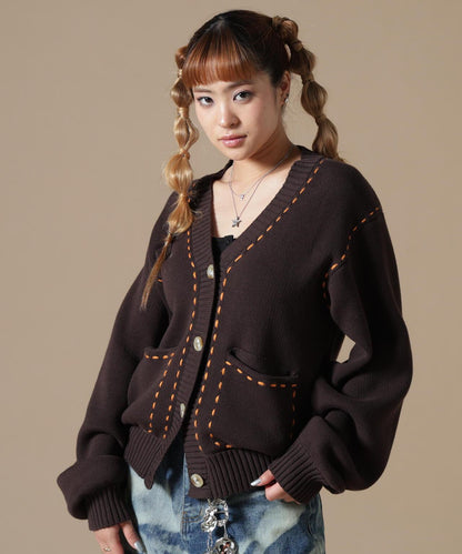 DankeSchon WOMEN STITCH KNIT CARDIGAN