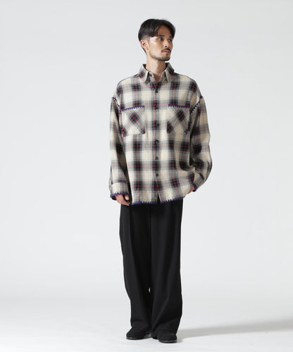 B omnivore/ビーオムニボー HAND STITCH FLANNEL 手工縫線法蘭絨襯衫