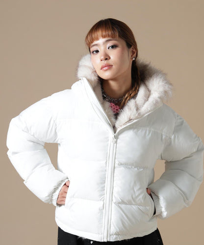 DankeSchon/ダンケシェーン/WOMEN NYLON FUR HOOD BLOUSON