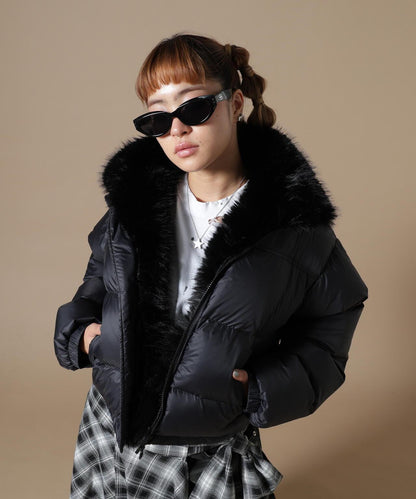 DankeSchon/ダンケシェーン/WOMEN NYLON FUR STAND BLOUSON