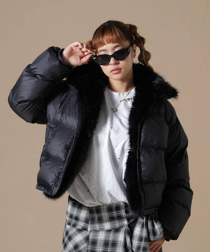 DankeSchon/ダンケシェーン/WOMEN NYLON FUR STAND BLOUSON