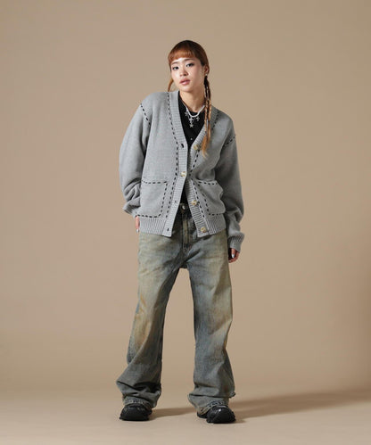DankeSchon WOMEN STITCH KNIT CARDIGAN