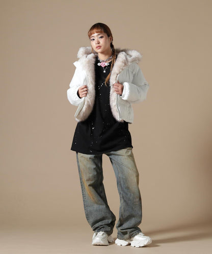 DankeSchon/ダンケシェーン/WOMEN NYLON FUR HOOD BLOUSON