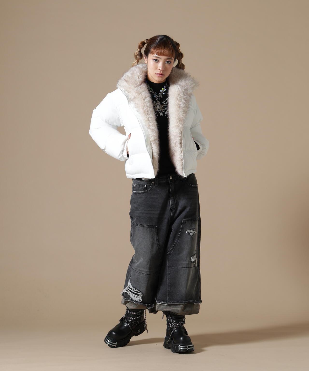 DankeSchon/ダンケシェーン/WOMEN NYLON FUR STAND BLOUSON
