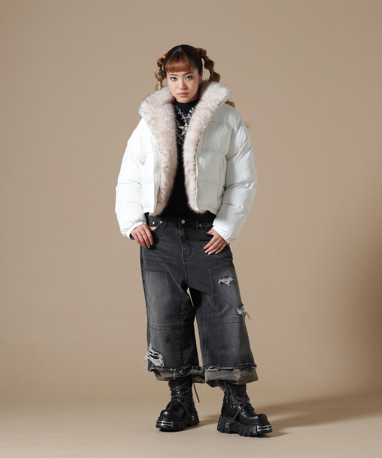 DankeSchon/ダンケシェーン/WOMEN NYLON FUR STAND BLOUSON