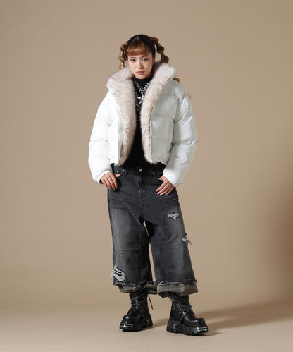 DankeSchon/ダンケシェーン/WOMEN NYLON FUR STAND BLOUSON