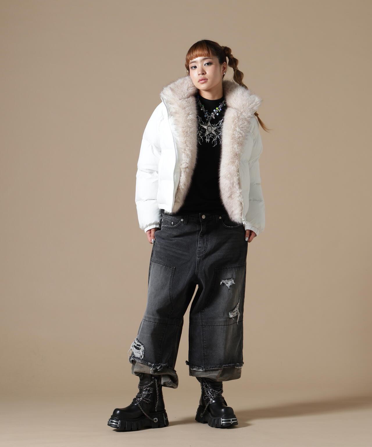 DankeSchon/ダンケシェーン/WOMEN NYLON FUR STAND BLOUSON