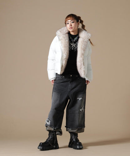 DankeSchon/ダンケシェーン/WOMEN NYLON FUR STAND BLOUSON
