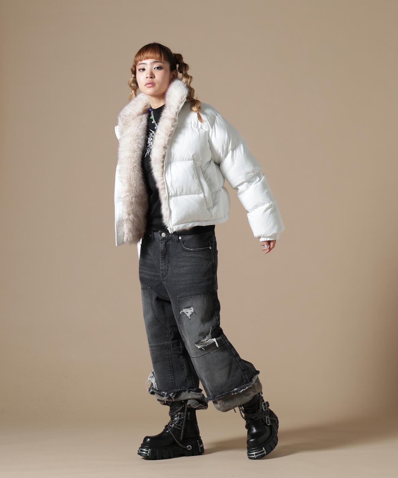 DankeSchon/ダンケシェーン/WOMEN NYLON FUR STAND BLOUSON