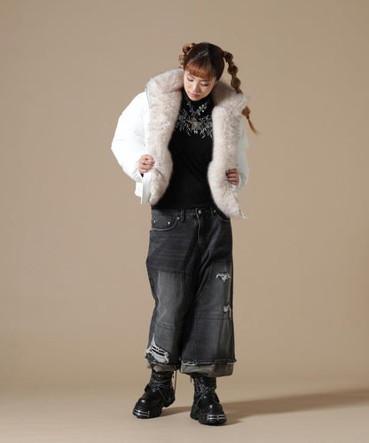 DankeSchon/ダンケシェーン/WOMEN NYLON FUR STAND BLOUSON