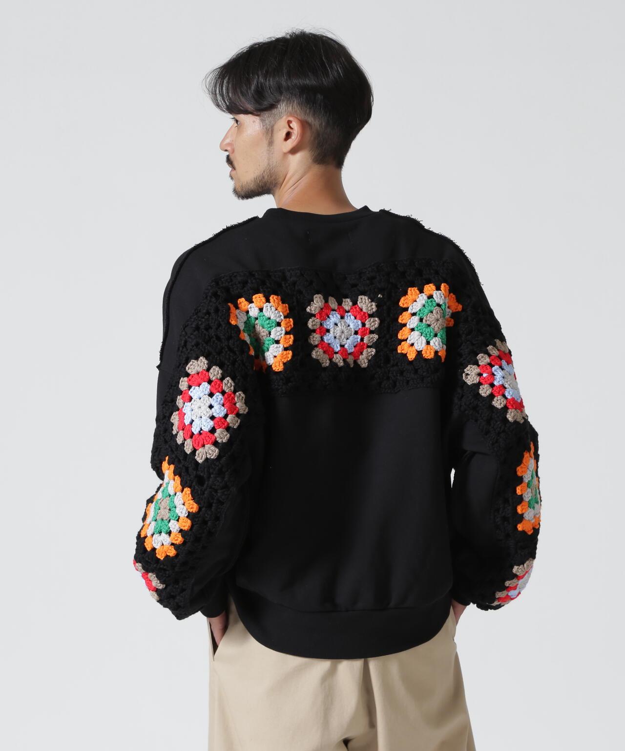 DISCOVERED CROCHET SLEEVE SWEAT(UNISEX) 聯名款 鉤針袖衛衣