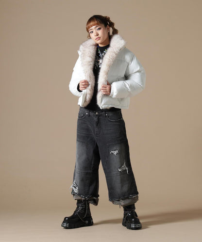 DankeSchon/ダンケシェーン/WOMEN NYLON FUR STAND BLOUSON
