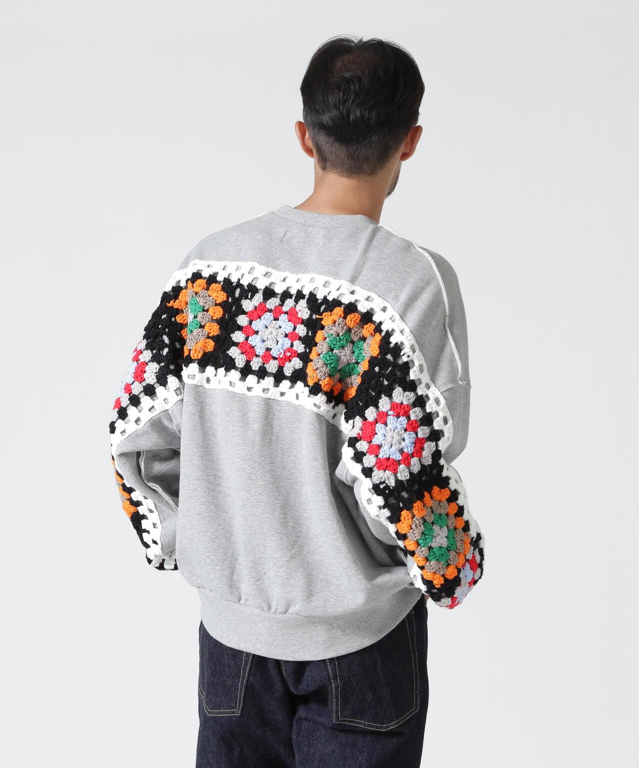 DISCOVERED CROCHET SLEEVE SWEAT(UNISEX) 聯名款 鉤針袖衛衣