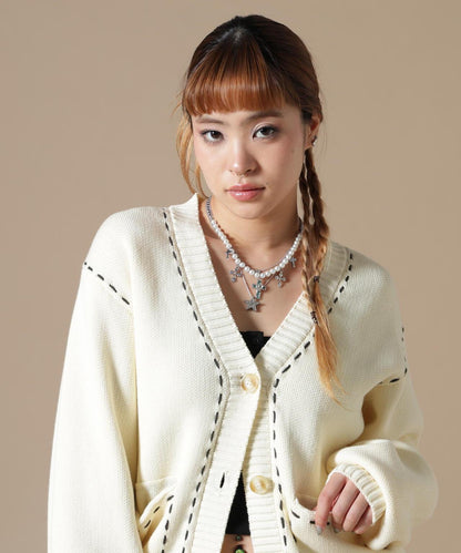 DankeSchon WOMEN STITCH KNIT CARDIGAN