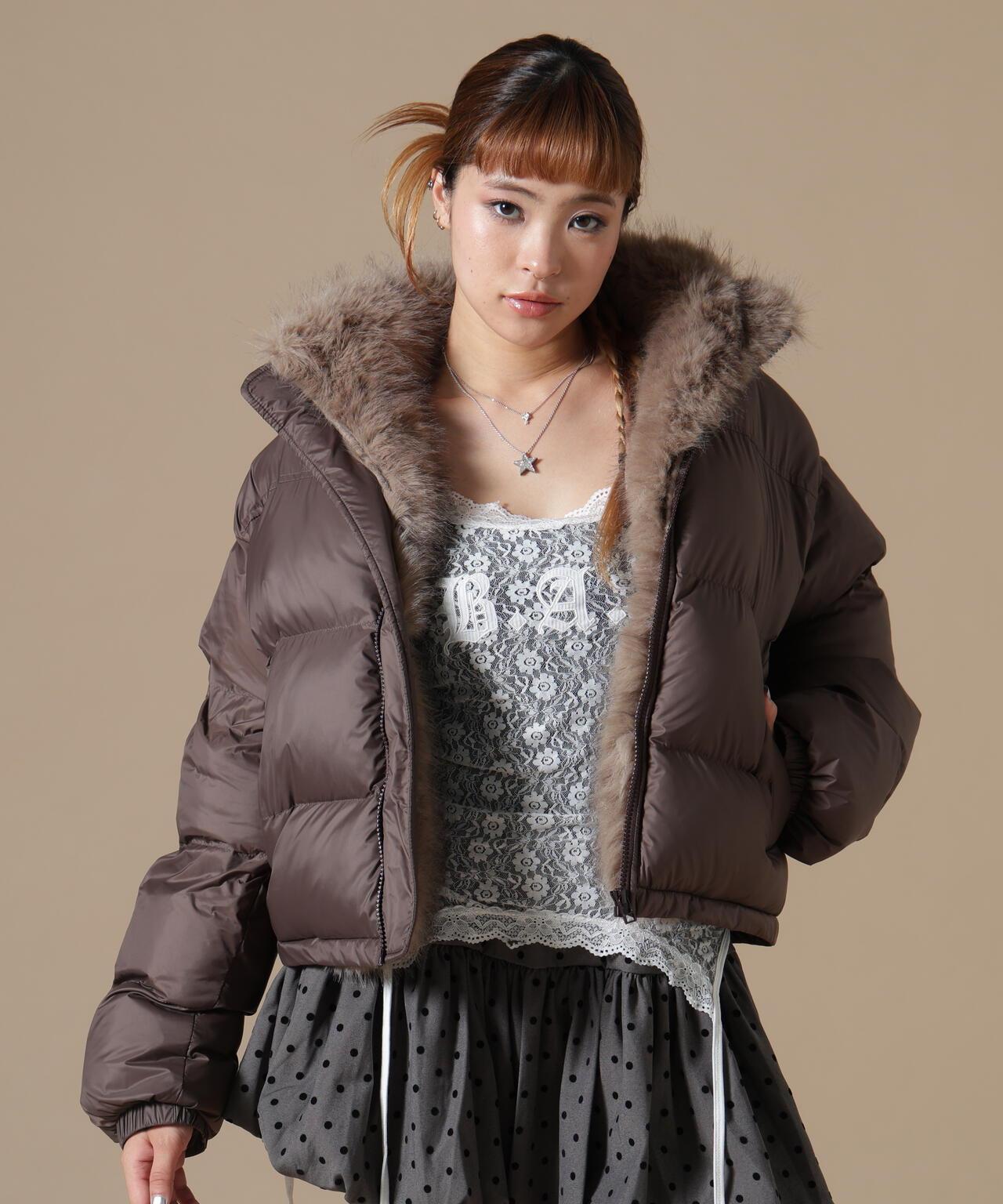 DankeSchon/ダンケシェーン/WOMEN NYLON FUR STAND BLOUSON