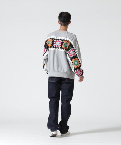 DISCOVERED CROCHET SLEEVE SWEAT(UNISEX) 聯名款 鉤針袖衛衣