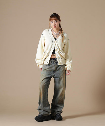DankeSchon WOMEN STITCH KNIT CARDIGAN