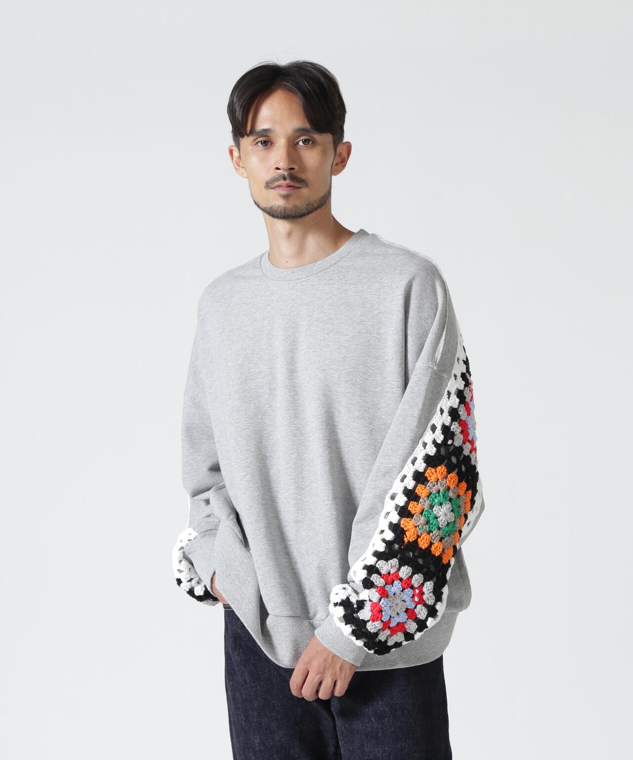 DISCOVERED CROCHET SLEEVE SWEAT(UNISEX) 聯名款 鉤針袖衛衣