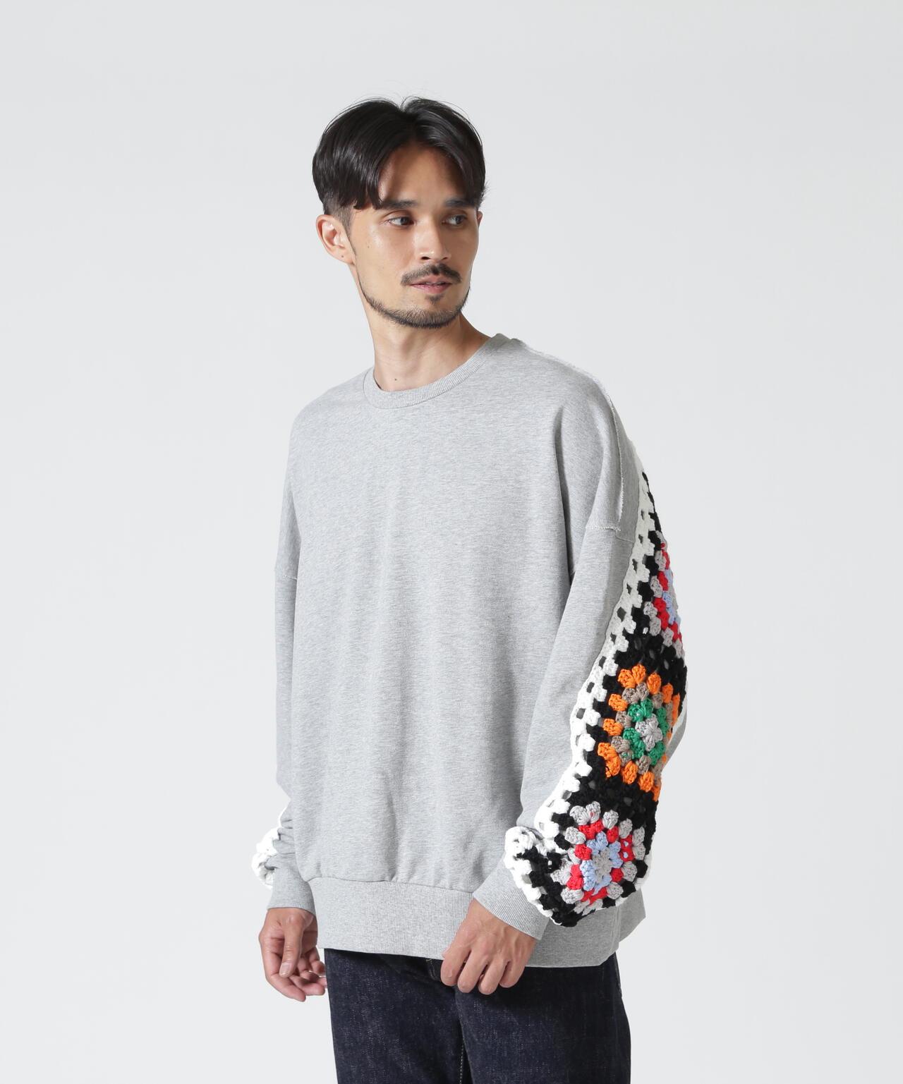 DISCOVERED CROCHET SLEEVE SWEAT(UNISEX) 聯名款 鉤針袖衛衣