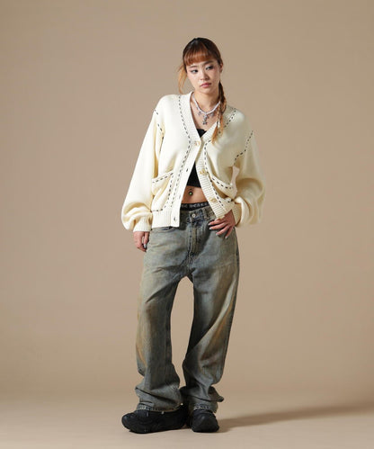 DankeSchon WOMEN STITCH KNIT CARDIGAN