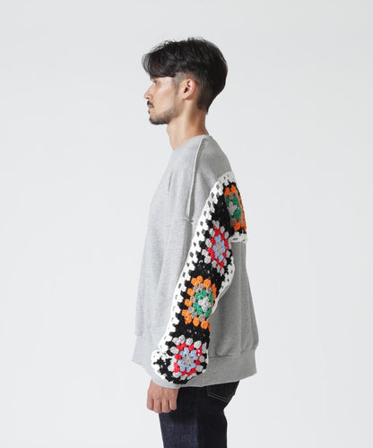DISCOVERED CROCHET SLEEVE SWEAT(UNISEX) 聯名款 鉤針袖衛衣